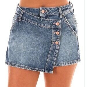 NWT Free People Women’s Denim Mini Skirt 31 Asymmetrical Y2K Indie Vintage